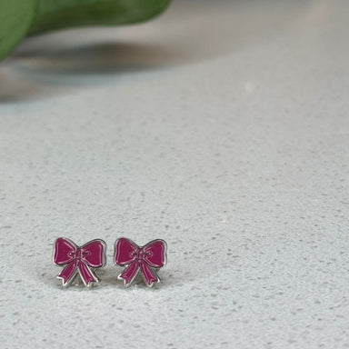 Magenta Bows: Sweet Teeny Tiny Studs.