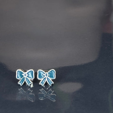 Teal Bows: Sweet Teeny Tiny Studs.